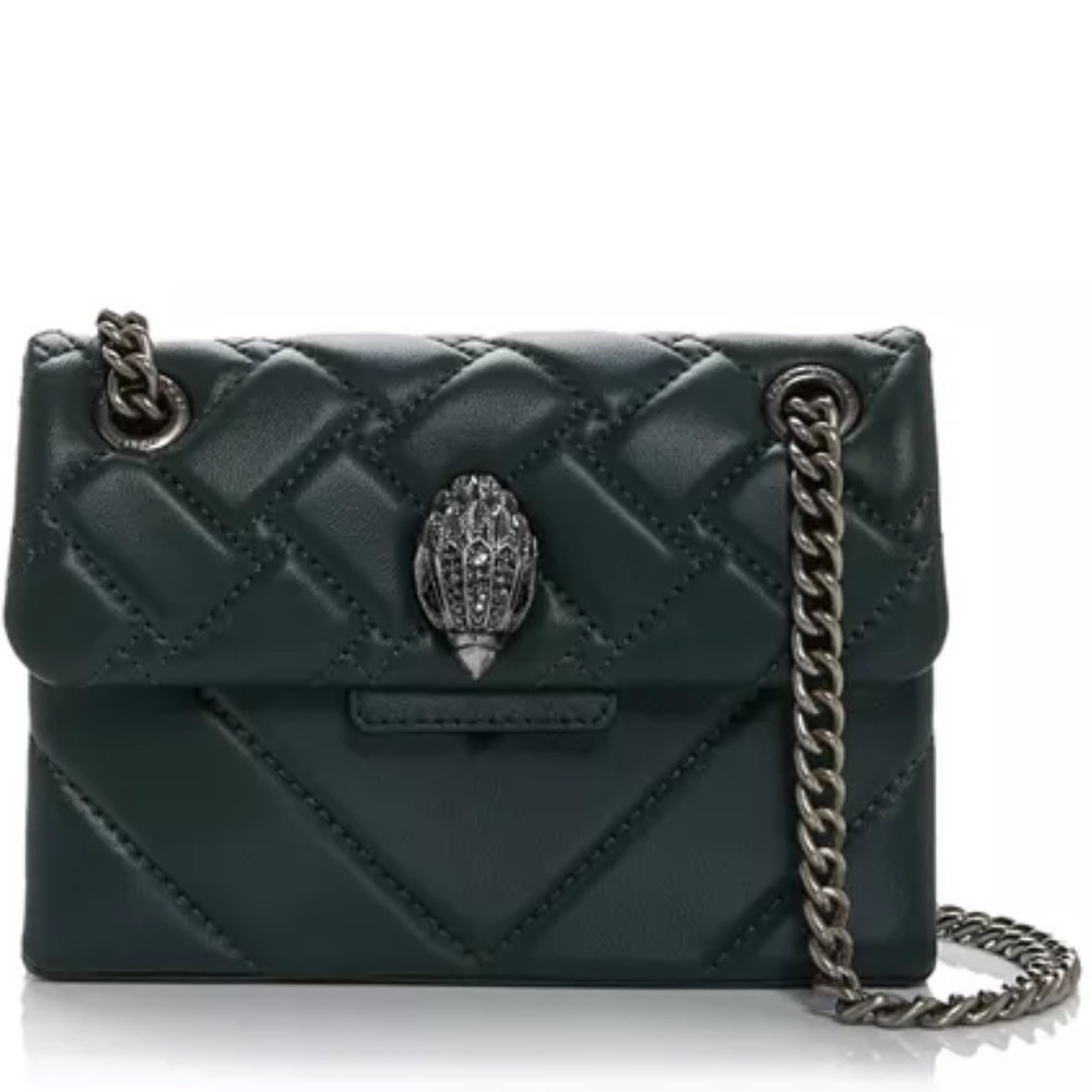 KURT GEIGER LONDON - DARK GREEN MINI LEATHER KENSINGTON BAG